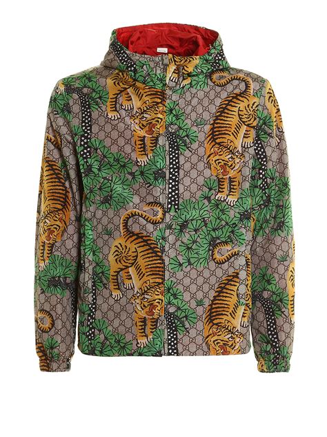 gucci bengal print windbreaker|Nylon satin jacket in black .